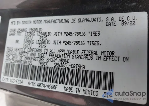 2022 Toyota Tacoma Sr5 V6 from USA, damaged, VIN 3TYSZ5AN6NT104121